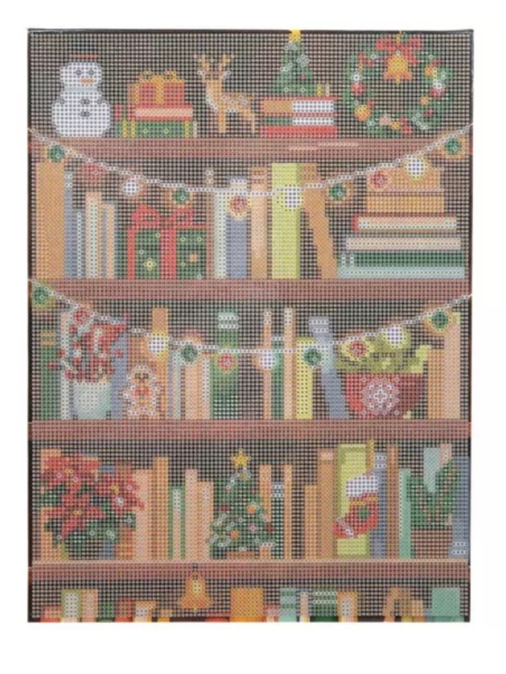 New! Christmas Library BookShelf Diamond Painting Kit - Festive Multi-Color